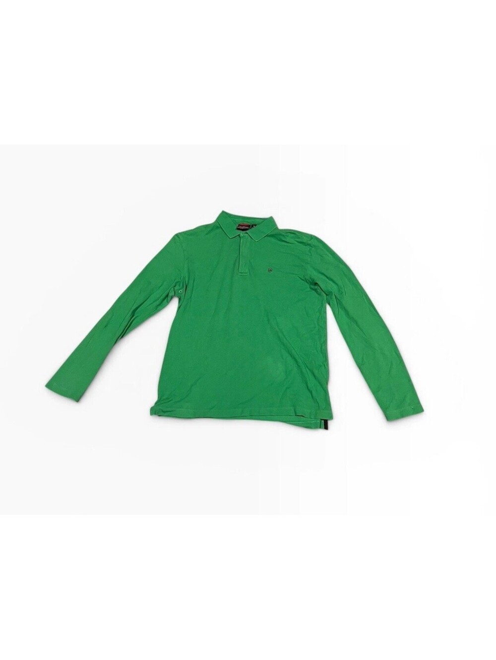 Victorinox Men’s Medium Green Tailored Fit Long Sleeve Polo Shirt Stretch